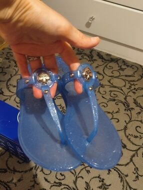 Women's Kate Spade Ny Blue Jelly Sandals with Silver Accent